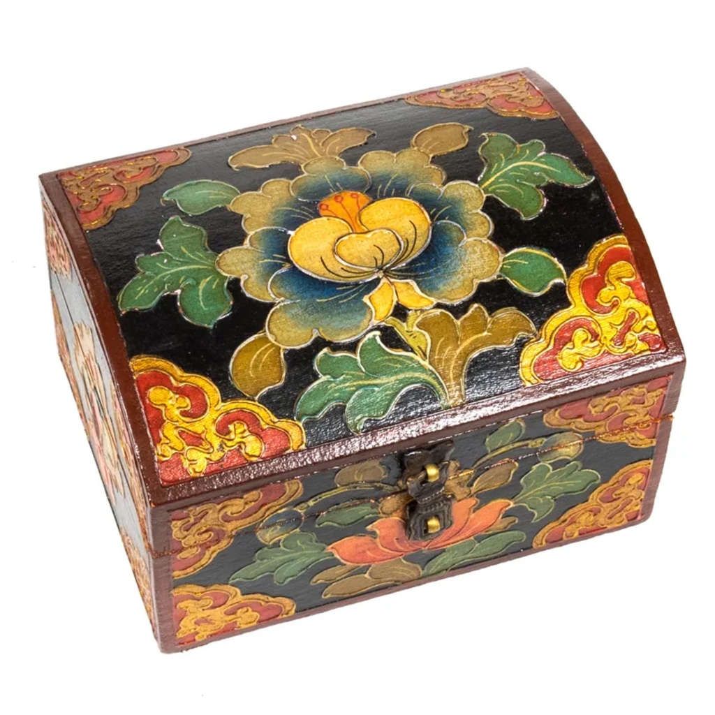 Coffret à trésor tibétain avec lotus 1