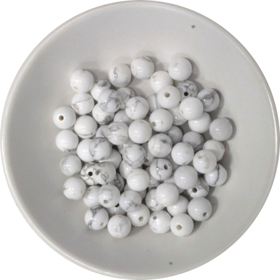 Perles Howlite Blanche 6 mm - Sachet de 66 perles