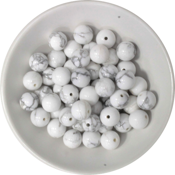 Perles Howlite Blanche 8 mm - Sachet de 50 perles